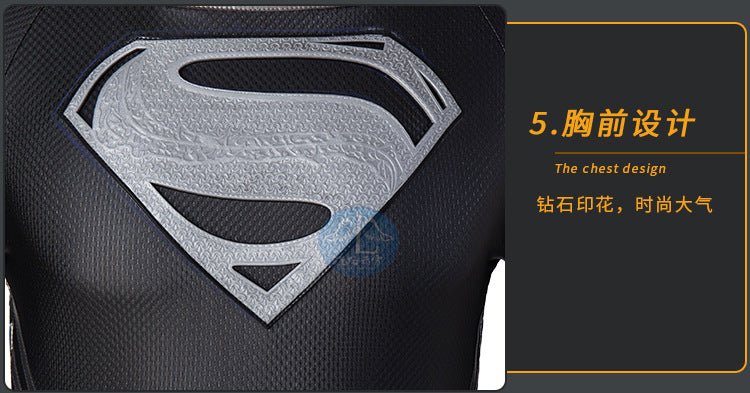 New Clark Kent Cosplay Costume Black Jumpsuit Cloak Super Hero Set Custom Made