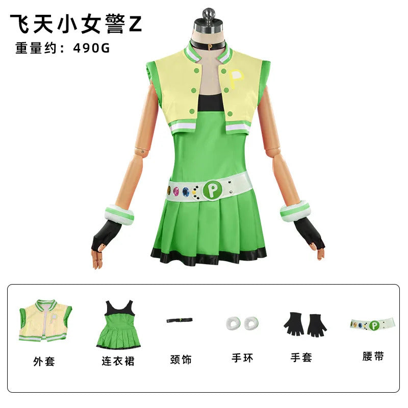 Powerpuff cos Girls Blossom Bubbles Buttercup Cosplay clothing Sweet Loli Hair accessories gloves props Halloween Uniform S-XXXL