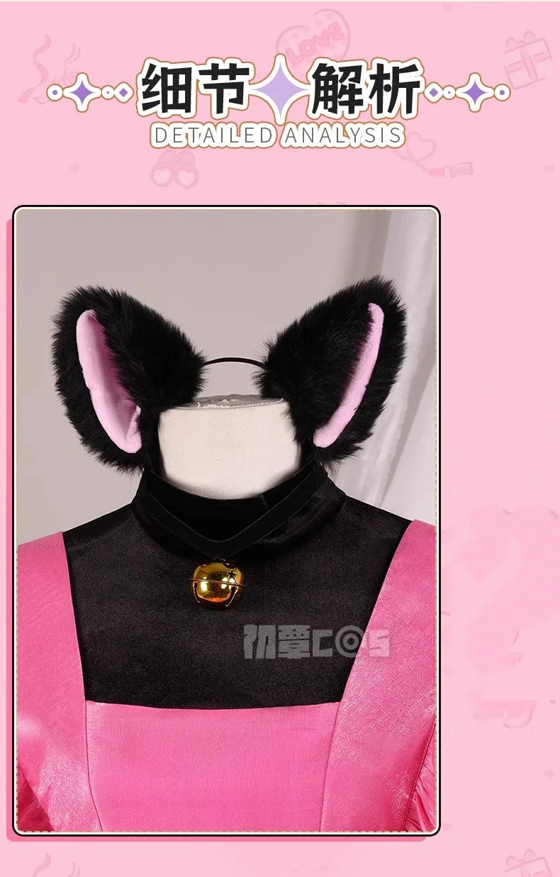 Shusheng-R Kinomoto Sakura Cosplay Costume Anime Card Captor Sakura DUDU-R Women Halloween Cute Black Pink Dress THE THUNDER Ears Tail
