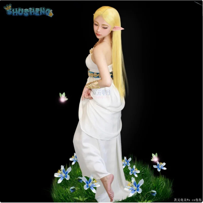 Game Zelda: Breath of the Wild Zelda Cosplay Costume Dress Belt Earrings Necklace Glove Set Halloween Party Sexy Women Uniform