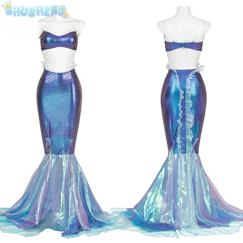 New Movies Ariel girl Princess Dress Little Mermaid Cosplay Kids Costume Party Carnival Children Halloween Clothes Adult set