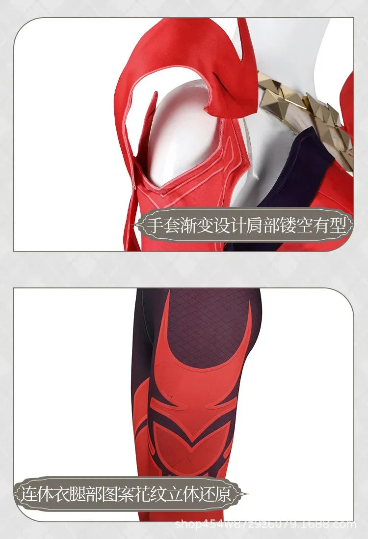 Scarlet Witch Wanda Django Maximoff Cosplay Rivals Costume Halloween Party Women Fantasy Uniform Props Shoes Wig Gloves Net Set