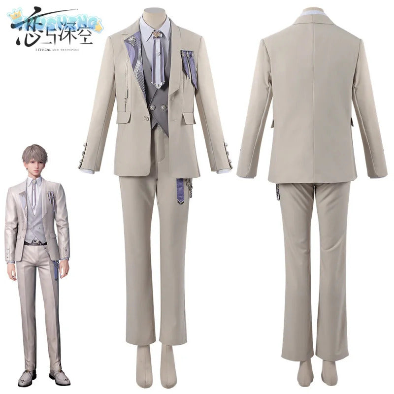 Shusheng-N Love and Deepspace Xavier Cosplay Costume Coat pants vest shirt brooch tie Halloween party fashion uniform Woman Man New set