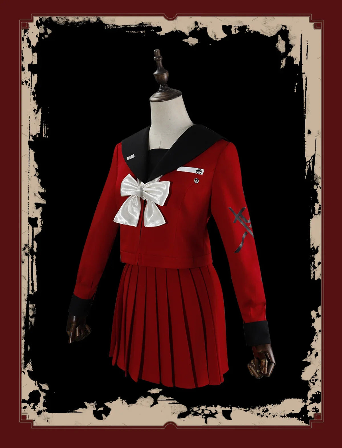 The Hundred Line -Last Defense Academy- Cosplay Tsukumo Kako Costume Red JK Dress Coat Tie Headwear Halloween Men Women Uniform