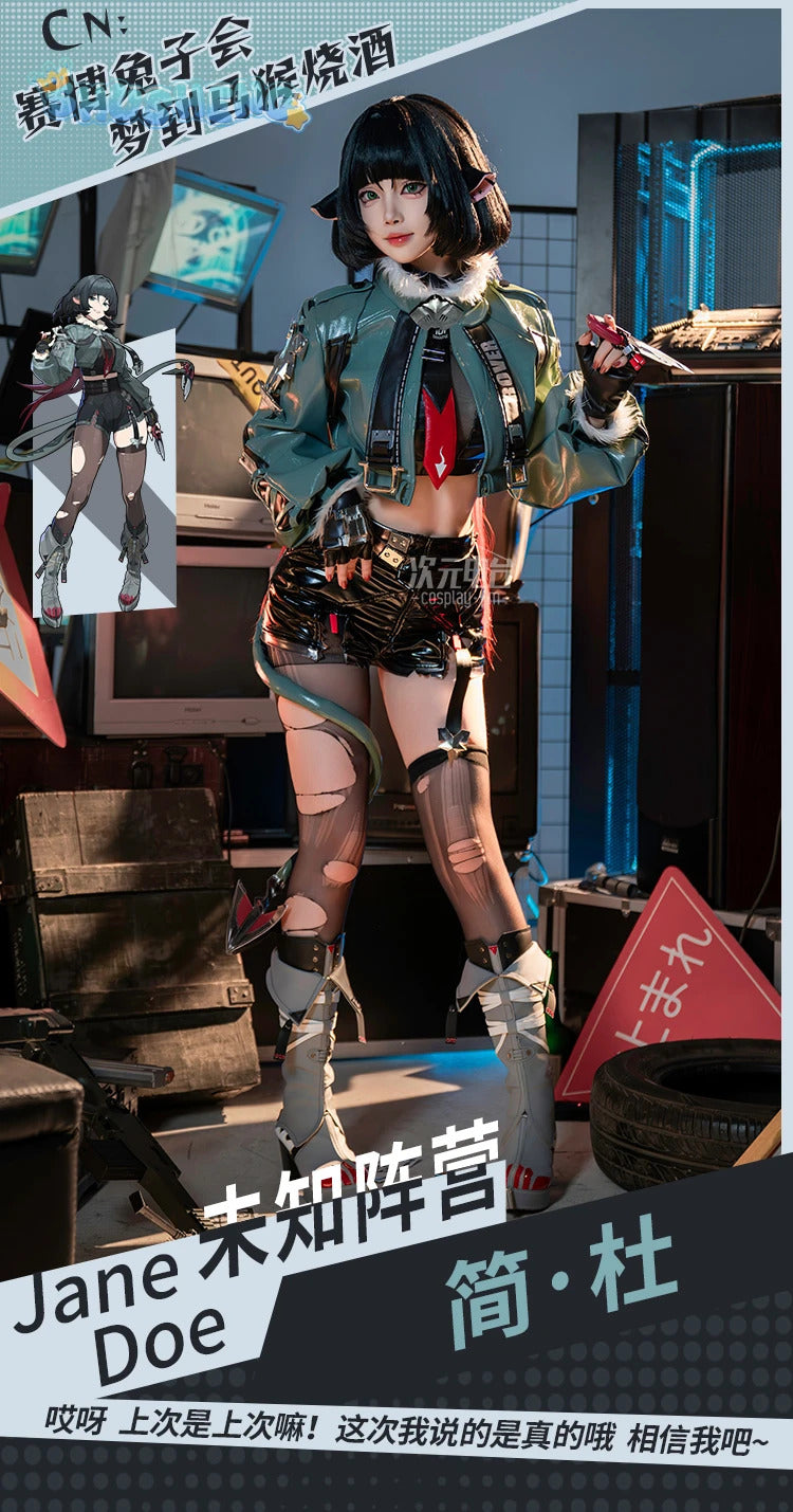 Jane Doe Cosplay Game Zenless Zone Zero Costume Sexy Mouse Girl Tail Waist Bag Socks Gloves Accessories Set Carnival Party Set