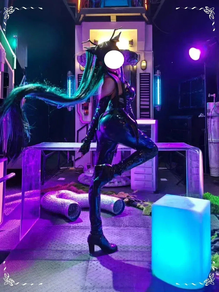 NIKKE:The Goddess of Victory Mermaid Cosplay Costume Halloween party new black leather tight fitting jumpsuit wig prop sexy set