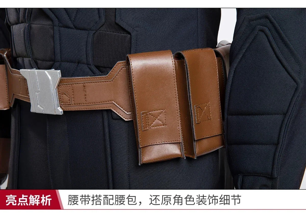 Movie Superhero Steven Rogers Captain Cosplay Hydra Costume Mask Shawl Gloves Pants Waist Bag Shoe Cover Halloween Men Uniform