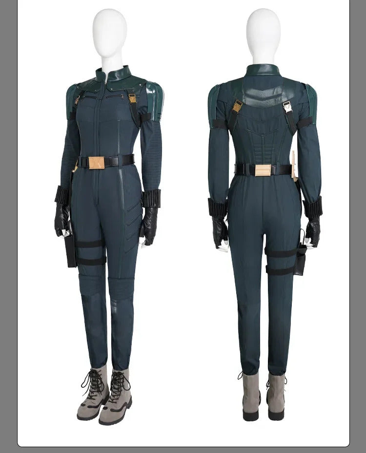 Shusheng-R Black Widow Thunder Cos bolts Yelena Belova Cosplay White Widow Costume Women jumpsuit shoes belt gloves Halloween full set