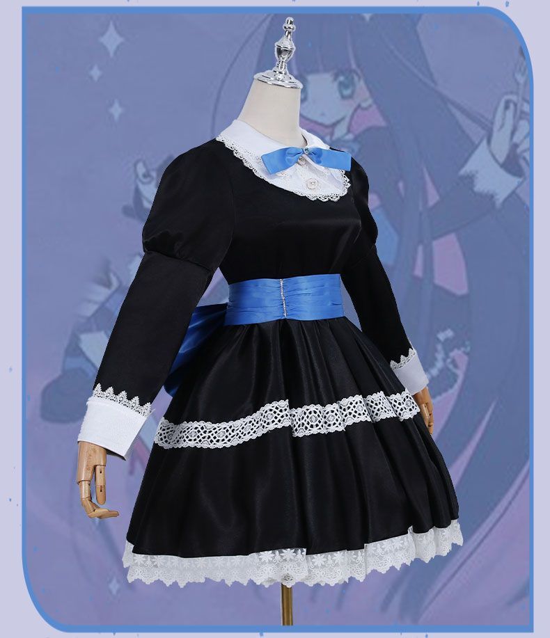Stocking Anarchy Cosplay Panty & Stocking Black Dress Uniform Long Blue Halloween Party Outfits for Women