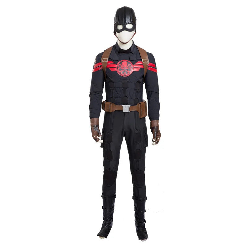 Movie Superhero Steven Rogers Captain Cosplay Hydra Costume Mask Shawl Gloves Pants Waist Bag Shoe Cover Halloween Men Uniform