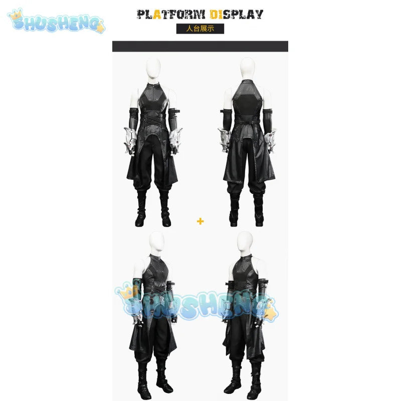 FF7 Sephiroth Cosplay Final Fantasy VII Costume Black Coat and Accessories Halloween Party Handsome Uniform youth Sephiroth Set