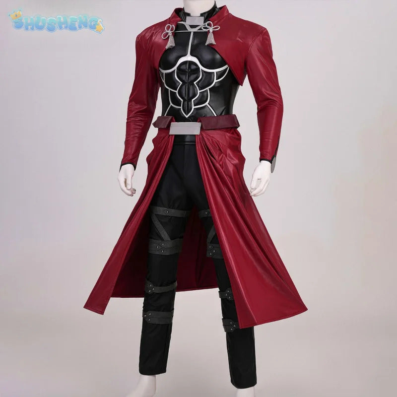 Anime Fate/stay nigh EMIYA Cosplay Arche Costume Black leather top apron pants set Halloween party handsome men women uniform