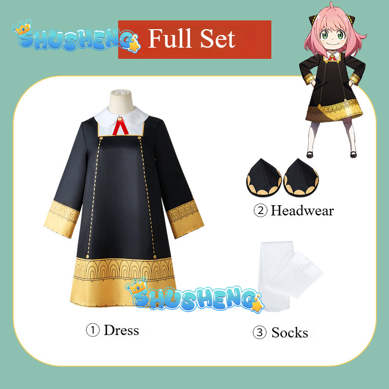Anya Forger Cosplay Anime SPY X FAMILY Anya Forger Cosplay Costume Dress Wig Girls Women Uniform Halloween Costumes