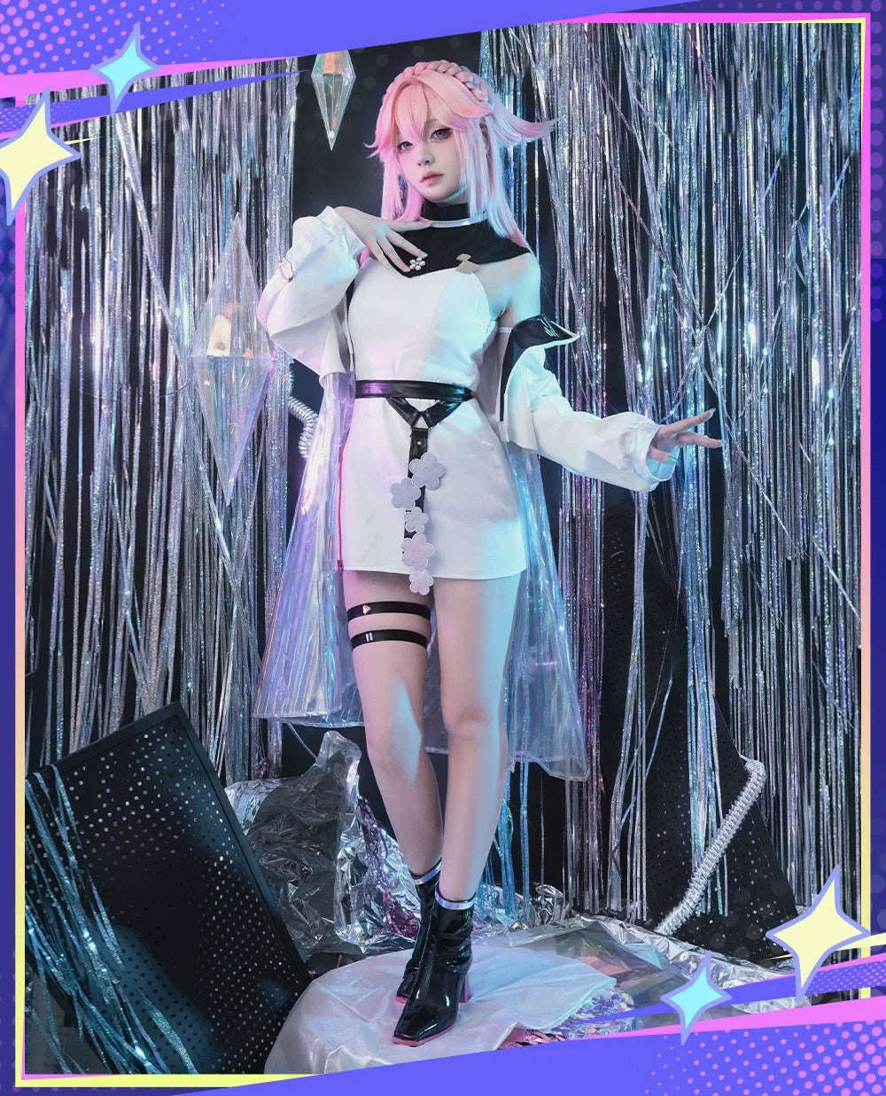 IN STOCK Genshin Impact Yae Miko Cosplay Costume Handsome Leather Jacket Belt Nail Earrings Dress Party Carnival Uniform New Set