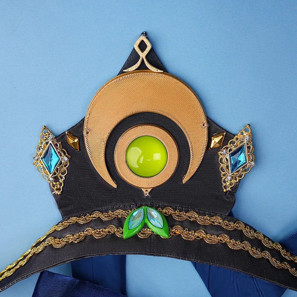 Genshin Impact Lauma Cosplay Costume Dress Uniform Headwear Earrings Frostmoon Scions Halloween Party for Women Girls