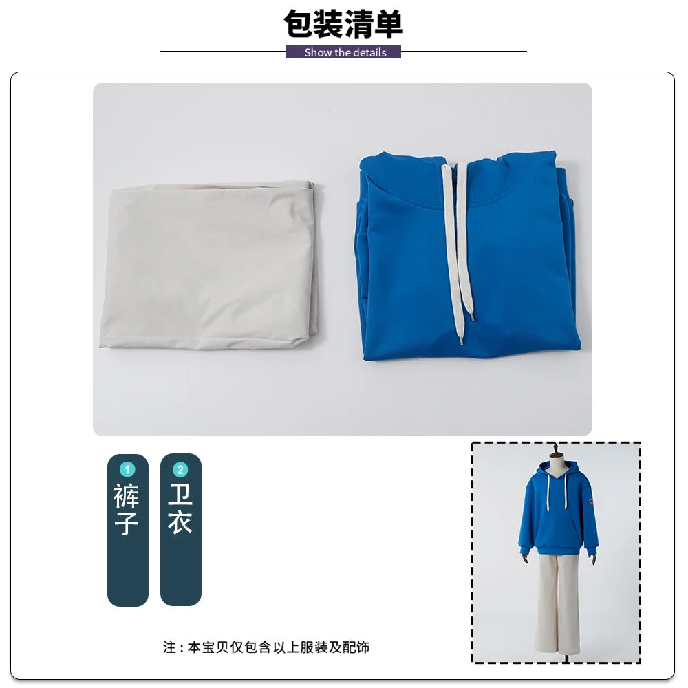 Asakura Shin Cosplay Anime Costume Sakamoto Days Uniform Bule Sweatshirt Leisure Suit Disguise Halloween Party Outfits Men