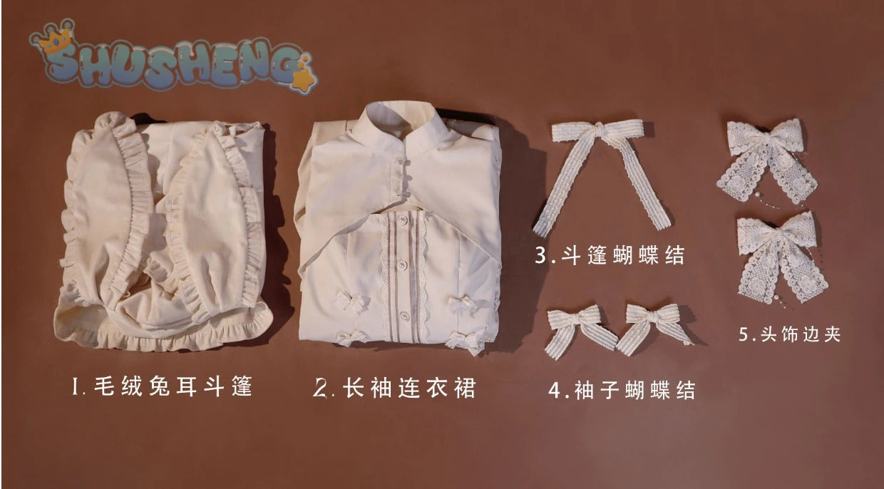Kasugano so cosplay anime yosuno Sora costume high quality rabbit ear cloak Lolita white dress Halloween uniform in stock