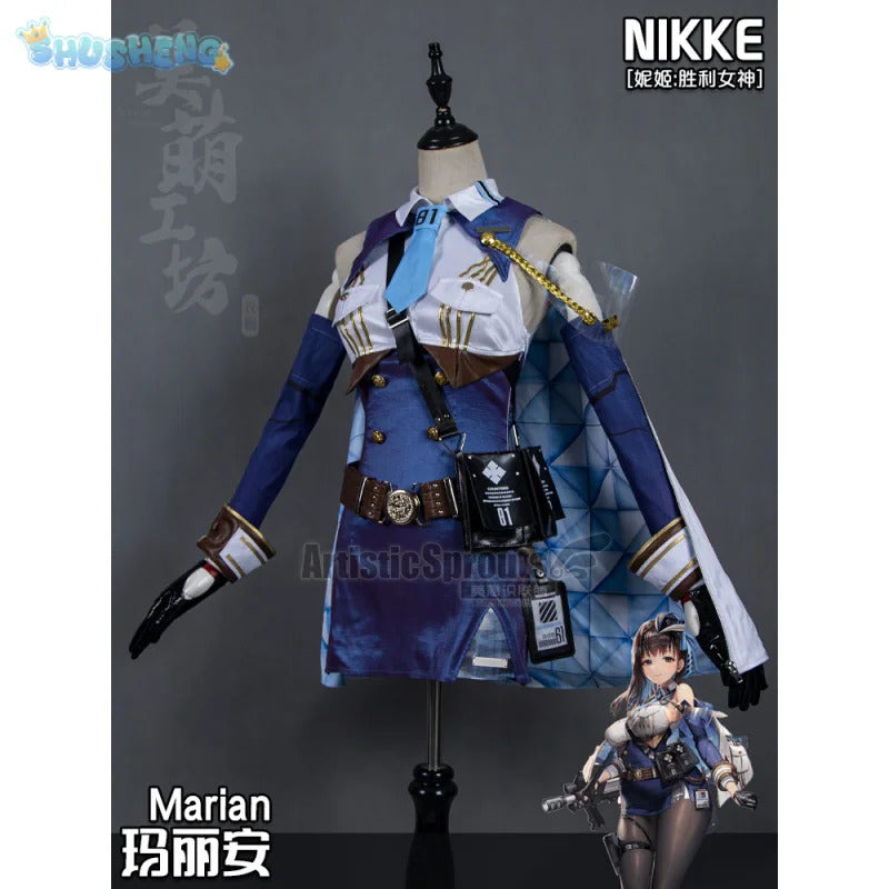Nikke: Goddess of Victory Cosplay Marianne Costume Marian Women sexy bag buttocks skirt shirt tie hat socks Halloween uniform