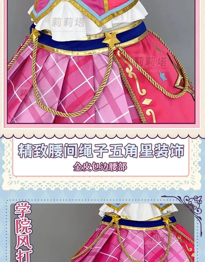 Anime Nijino Yume Aikatsu Stars! Cosplay Costume Cute New Pink Lolita Campus Dress Halloween Party Props Wig Women's Set