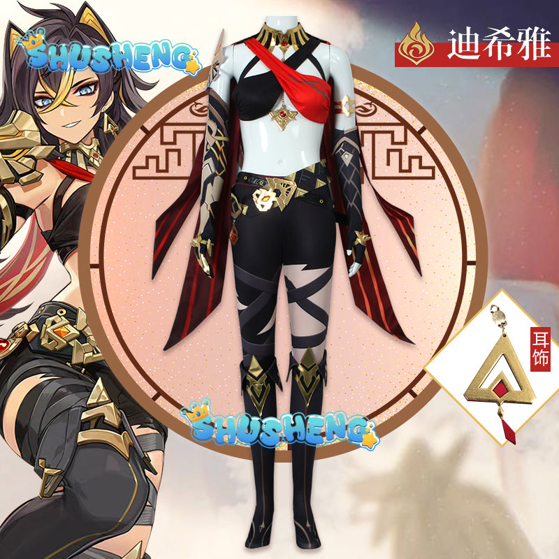 Genshin Impact Dehya Cosplay Costumes The Eremite Dehya Role Right Arm Claw Full Set Props Game Exhibition Wigs Ear Accessories