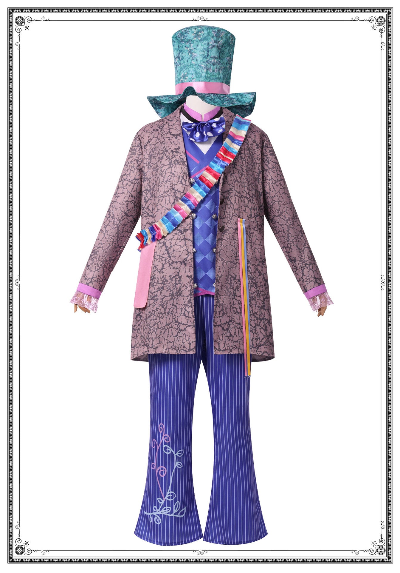 Alice in Wonderland cosplay hat man costume, Mad Hatter movie character play dress-up suit