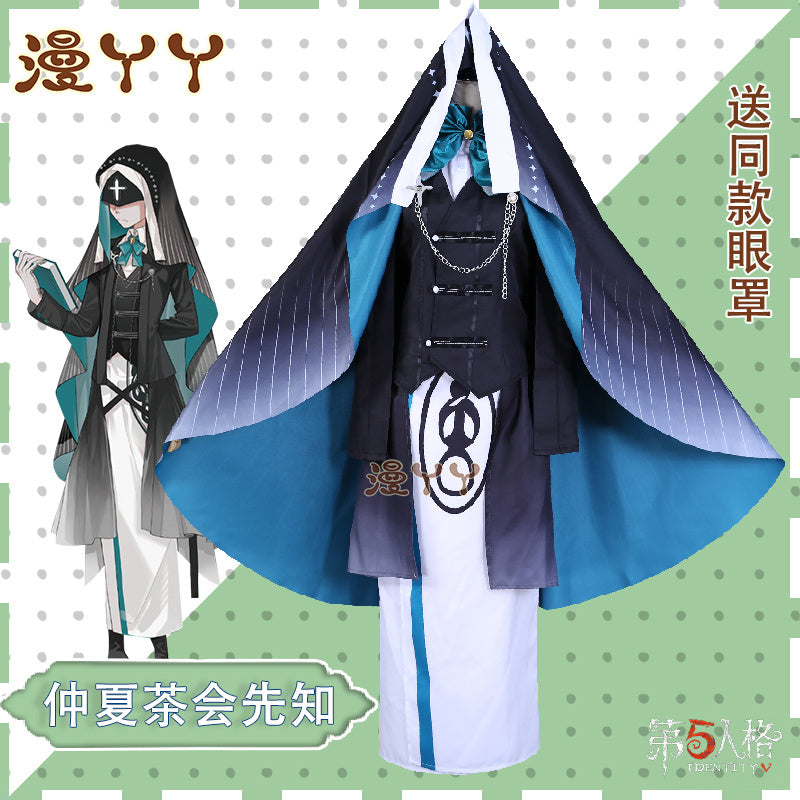 Eli Clark Cosplay Seer Game Identity Ⅴ costume Halloween Party Fashion Cloak Eyemask Tie Accessories Uniform Woman Man Set