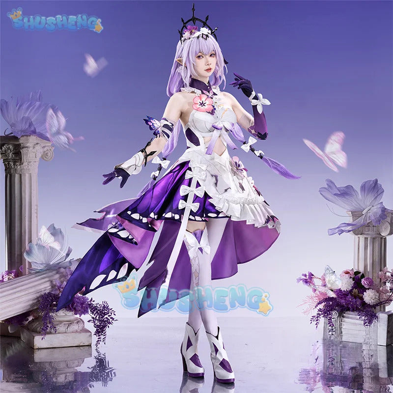Honkai Star Rail Castorice Cosplay Costume Dress Headwear Luminous Butterfly Props Halloween Party for Women Girls Carnival