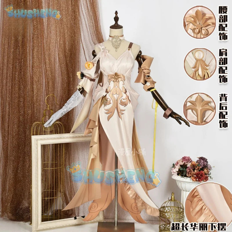 Honkai Star Rail Aglaea Cosplay Costume Wig Dress Headwear Amphoreus The Goldweaver Carnival Halloween Party Women Props