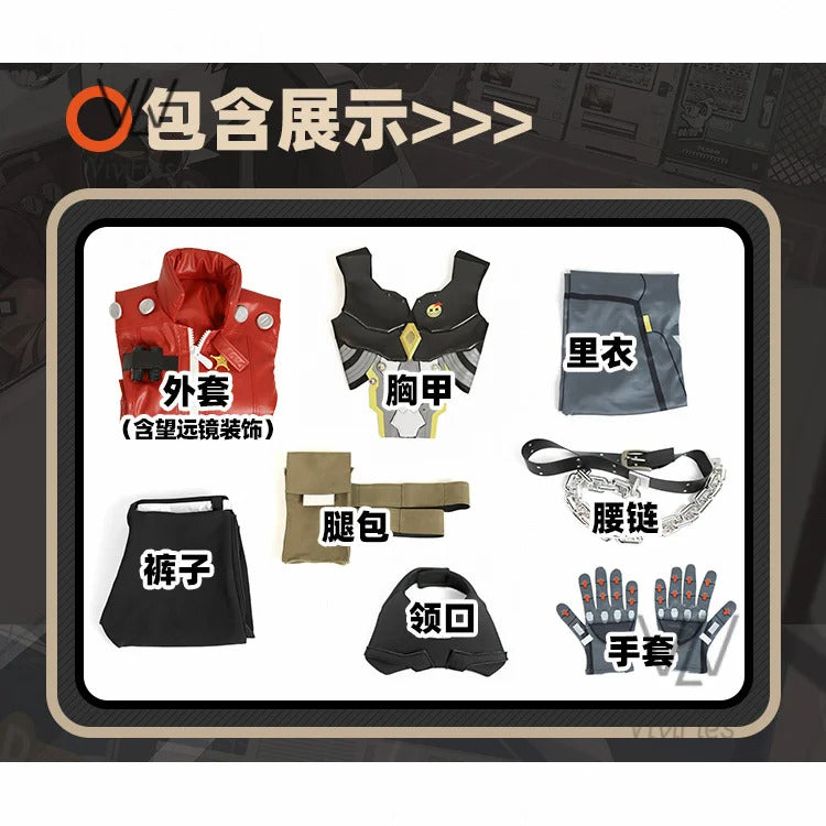 Game Zenless Zone Zero Billy Kid Cosplay Costume Wig Mask Guns Weapons Leather Uniform White Hair Cunning Hares Aka Gentle House