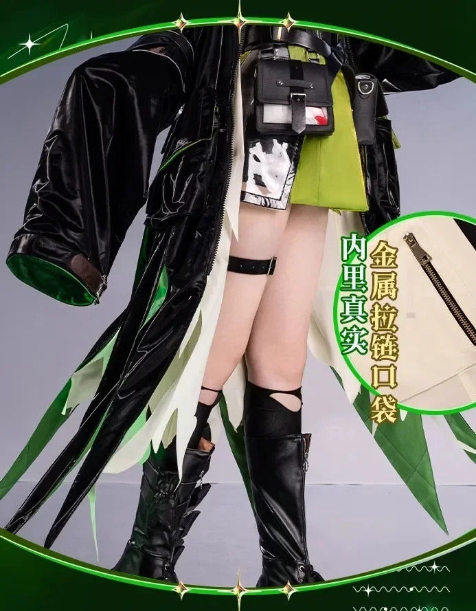 Arknights Mon3tr Cosplay Costume M3 Uniform Black Green Outfit Headwear Rhodes Island Halloween Party for Women Girls Props