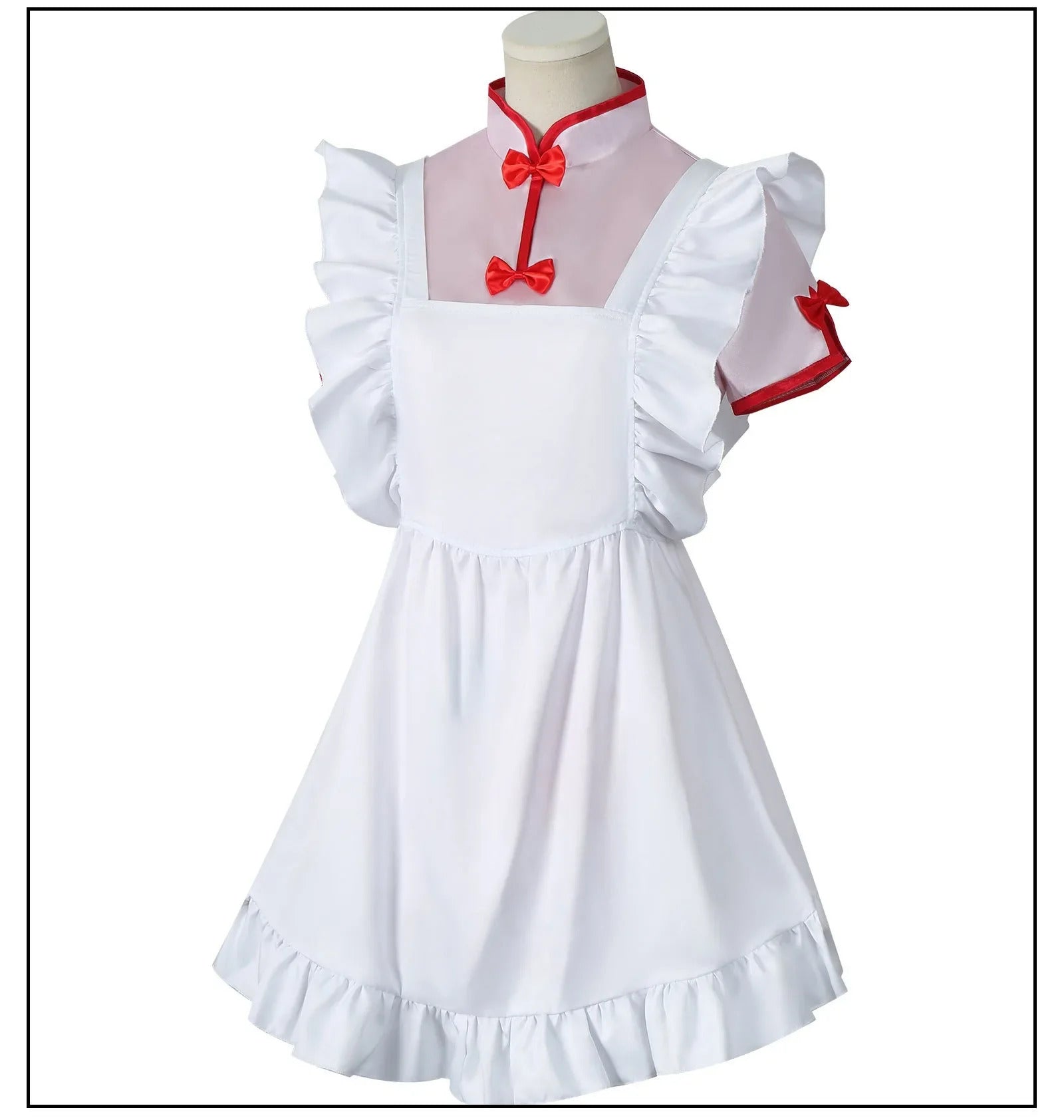 Anime Ranma 1/2 Shampoo Cosplay Costume Wig Dress Maid Uniform Cheongsam Headwear Ranma Saotome Halloween Party Women Girls Prop