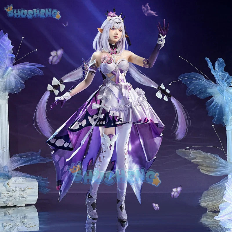 Shusheng Honkai Star Rail Castorice Cosplay Costume Dress Headwear Earrings Halloween Party for Women Girls Carnival Cos Props