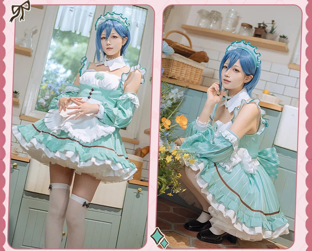 LoveLive!Superstar!!Uehara Ayumu Ruby Kurosawa Wakana Shiki Cosplay Costume Socks Apron Tie Hair Clip Wig Halloween Maid Set