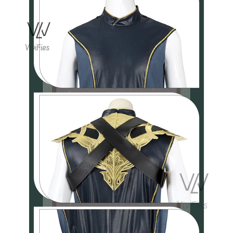 The Dark Urge Cosplay Costume BG3 Male White Dragonborn and a Sorcerer Outfits Shoes Full Set Halloween Carnival Party Clothing