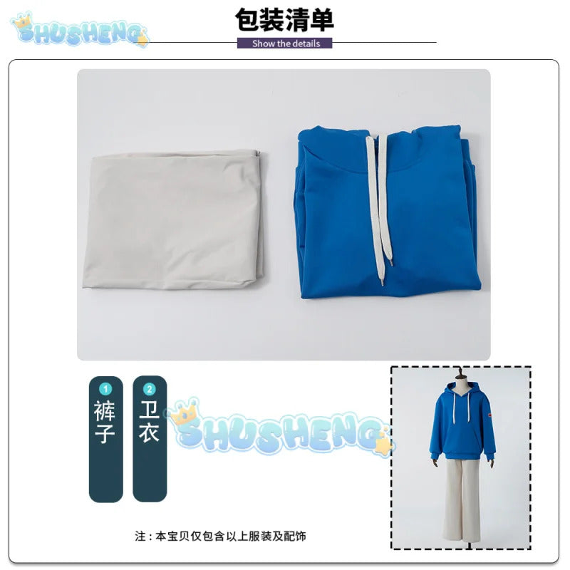Asakura Shin Cosplay Anime Costume Sakamoto Days Uniform Bule Sweatshirt Leisure Suit Disguise Halloween Party Outfits Men