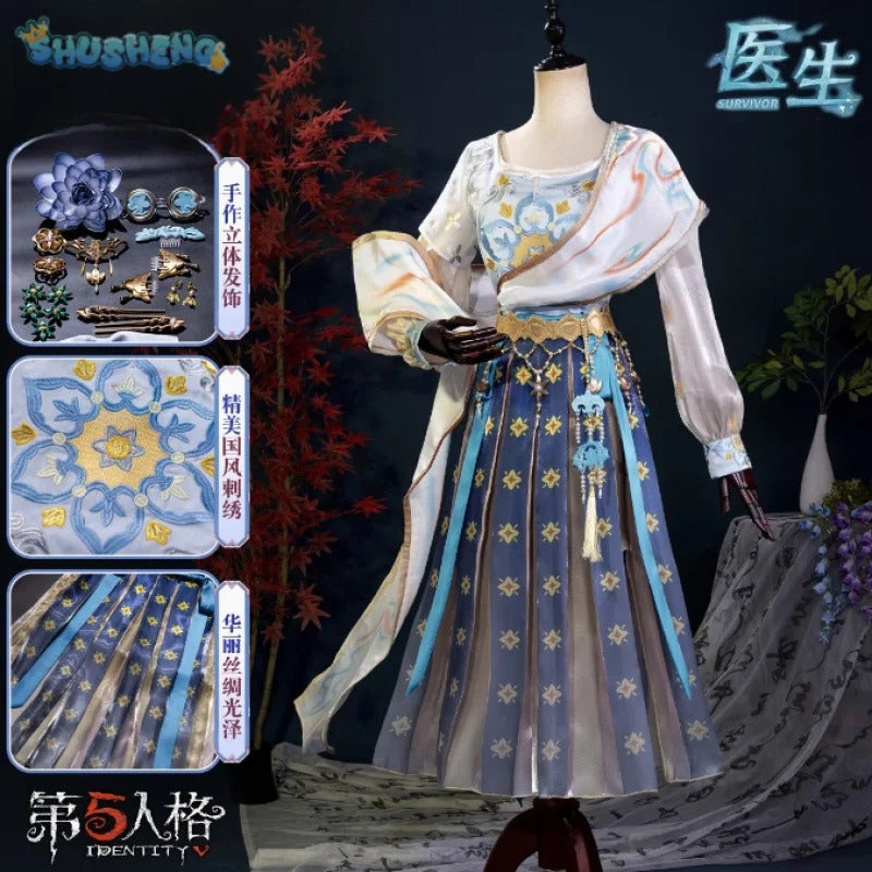 Shusheng-R Identity Ⅴ Emily Dyer Doctor Lydia Jones Cosplay Costume Halloween carnival Gorgeous Chinese style dress accessories prop set