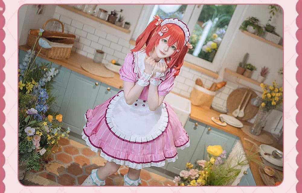 LoveLive!Superstar!!Uehara Ayumu Ruby Kurosawa Wakana Shiki Cosplay Costume Socks Apron Tie Hair Clip Wig Halloween Maid Set
