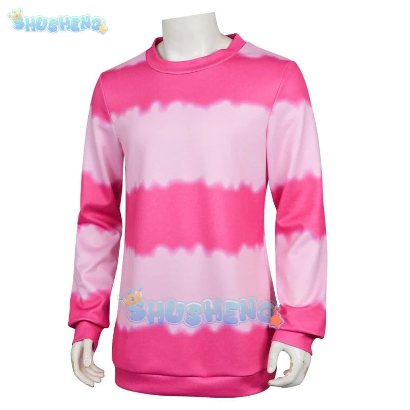 Anime KPop Demon Hunters Saja Boys Baby Saja Cosplay Costume Pink Striped Long Sleeves Uniform Halloween Party for Women Men