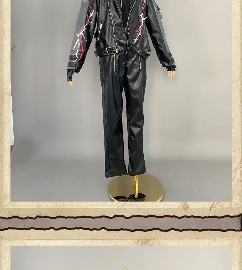 Love and Deepspace Sylus Cosplay Visitors from another world Costume Halloween Carnival Fashion Leather Props Uniform Sylus Set