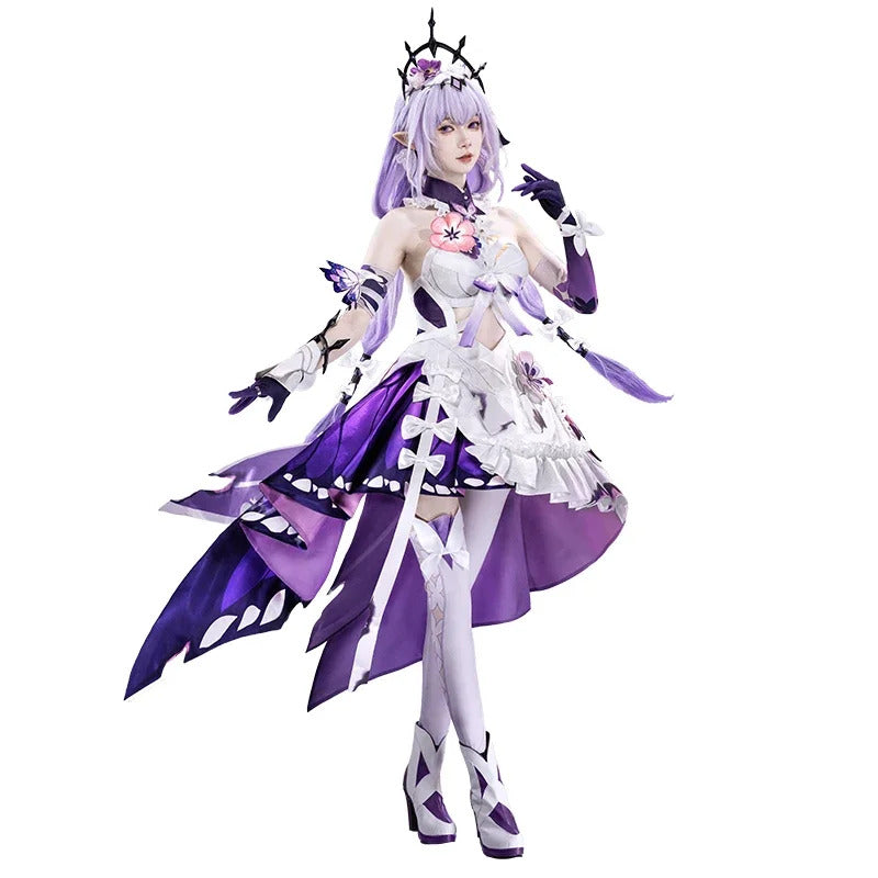 Honkai Star Rail Castorice Cosplay Costume Dress Headwear Luminous Butterfly Props Halloween Party for Women Girls Carnival