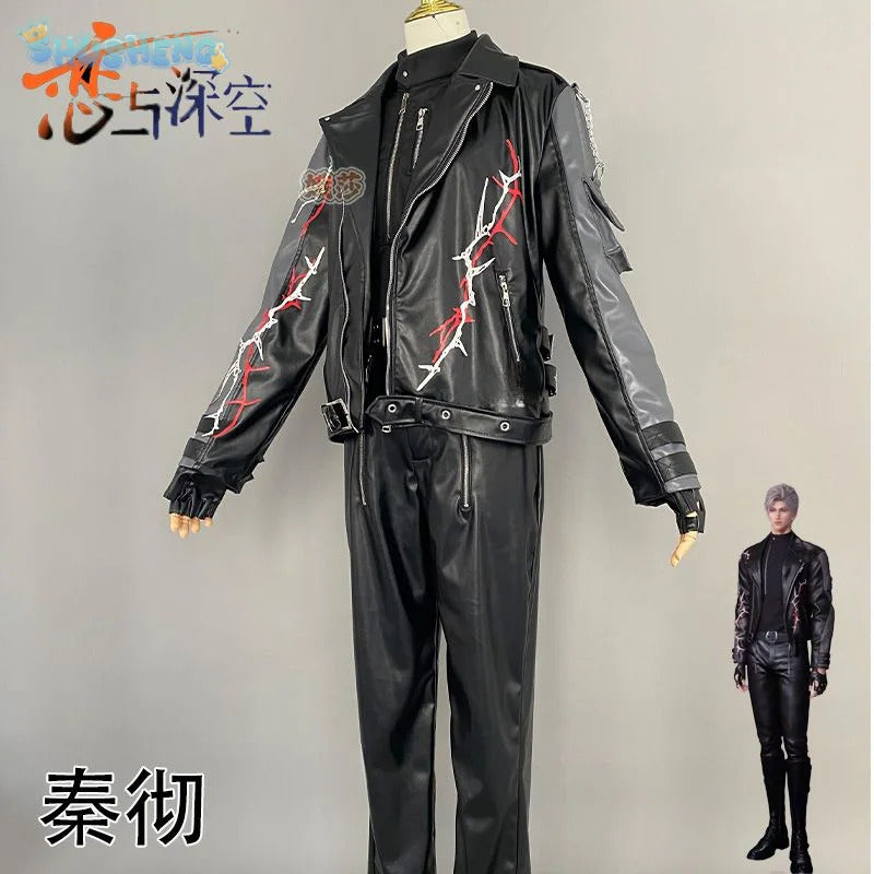 Love and Deepspace Sylus Cosplay Visitors from another world Costume Halloween Carnival Fashion Leather Props Uniform Sylus Set