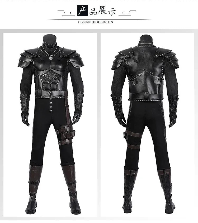 Witcher 3:Wild Huntc Geralt Cosplay Geralt Costume Handsome leather men set accessories props complete Halloween party uniform