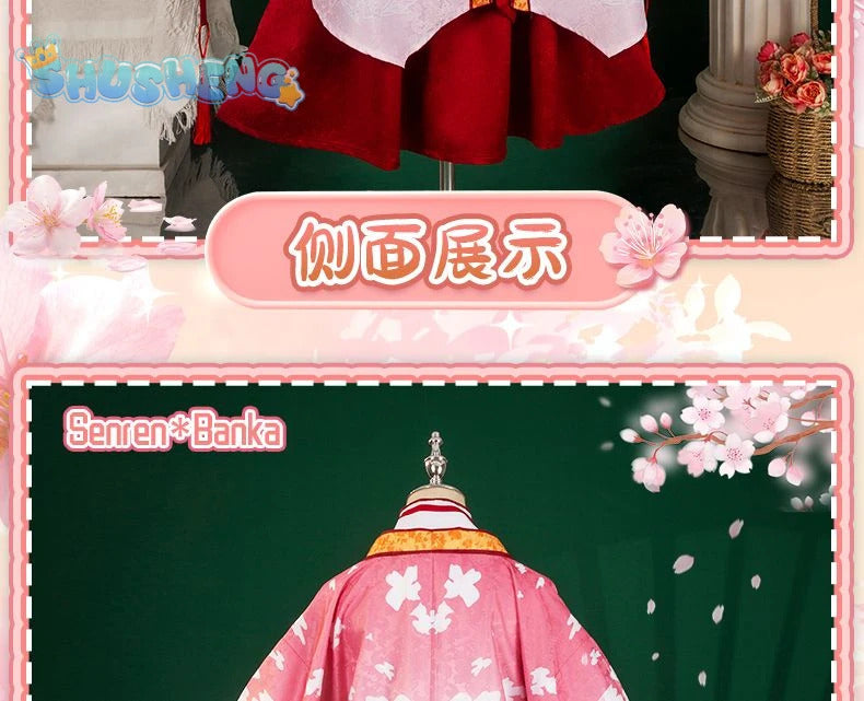 Anime Senren * Banka Tomotake Yoshino Cosplay Costume Party Christmas Witch Sweet Kimono Accessories Prop Woman Man Set S-XXL