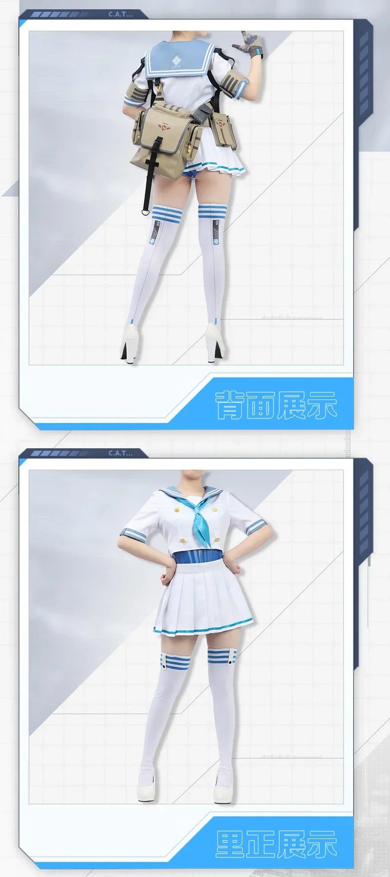 Shusheng-R NIKKE:The Goddess of Victory Neon: Blue Ocean Cosplay Costume Halloween Sweet Sailor Uniform JK Dress Accessories Prop Woman Set