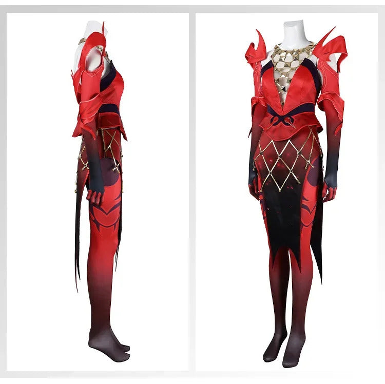 Game Rivals Scarlet Cosplay Witch Costume Emporium Matron Red Top Skirt Outfit Full Set Halloween Scarlet Fantasia Costumes