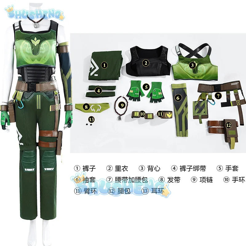 Shusheng Valorant Skye Cosplay Uniform Hallowen Carnival Play Role Clothes Clothing New Full Set for Women Men