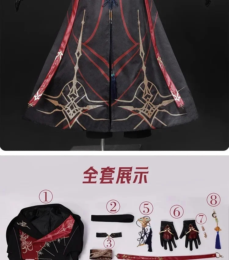 Shusheng-N Love and Deepspace Xavier Cosplay Costume Black Hunter Uniform Shimmering Moonlight Halloween Party Women Men Carnival