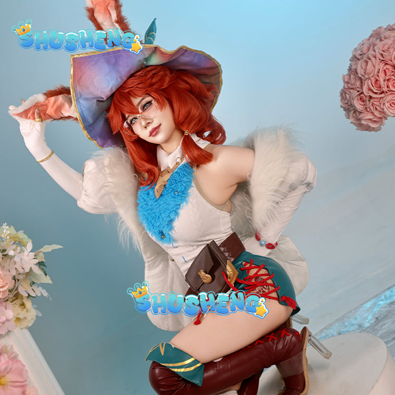 LOL Aurora Cosplay Costume Game LOL Champion The Witch Between Worlds Aurora Halloween Women Suit with Hat Champion Skin