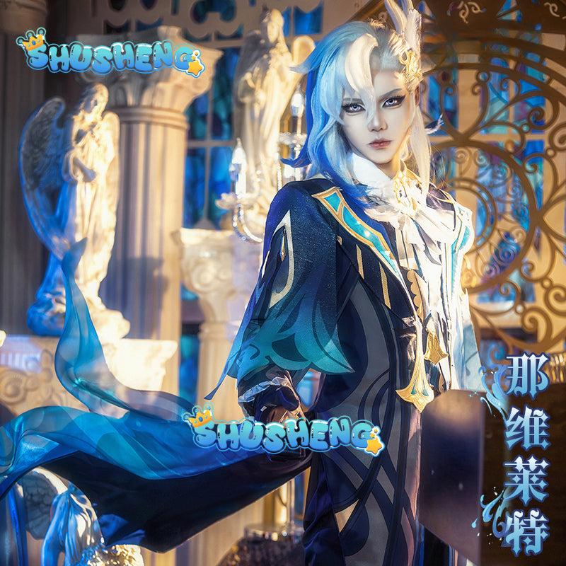 Genshin Impact Neuvillette Cosplay Costume Adult Carnival Uniform Wig Anime Halloween Party Costumes Masquerade Women Game