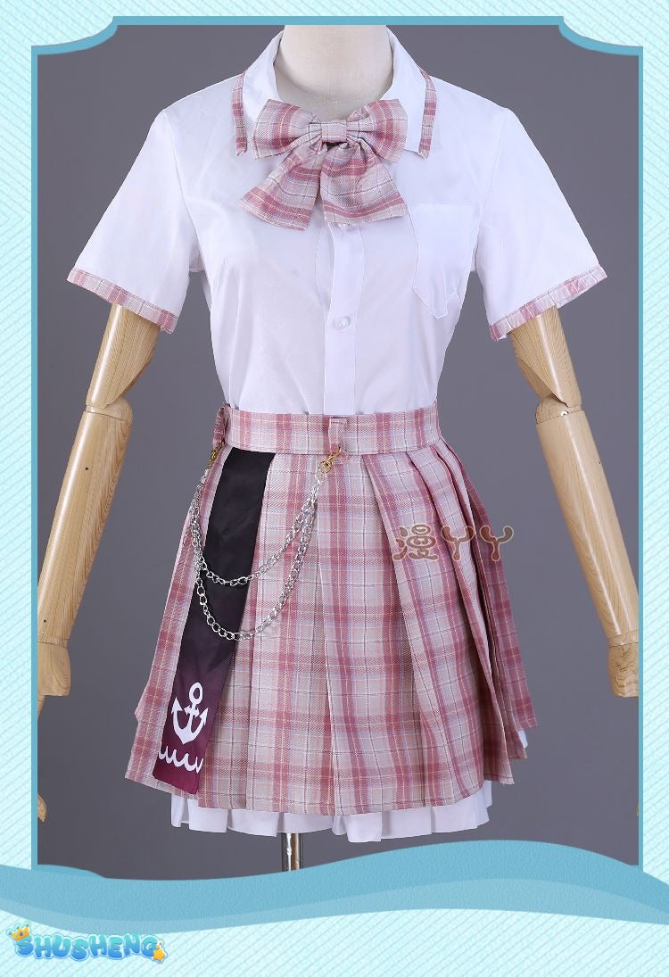 Anime Virtual YouTuber VTuber Minato Aqua Cosplay Costume Hololive Girls Aqua JK Pink School Uniform Cute Bowknot Halloween Suit